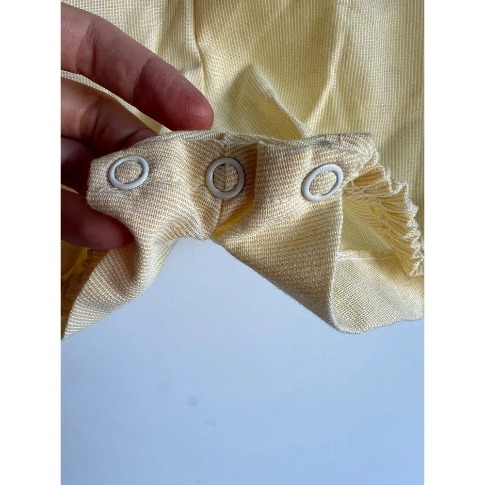 Vintage Yellow Seersucker Baby Romper Animal Embroidery Peter‎ Pan Collar 1/2